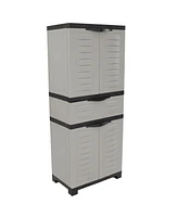 Sunnydaze Decor Plastic Garage Storage Cabinet with 2 Adjustable Shelves - Tool-Free Assembly - Gray - 57" H