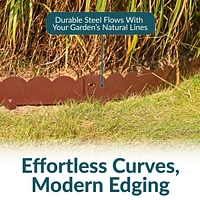 16.7' Metal Landscape Edging Border - 5-Pack of 41.75" x 7.25" Steel Garden Brown Scalloped