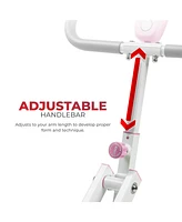 Sunny Health & Fitness Pink Smart Upright Row-n-Ride Squat Assist Exerciser with Free SunnyFit App via Bluetooth