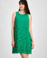 Anne Klein Petite Floral-Cutout Sleeveless Shift Dress