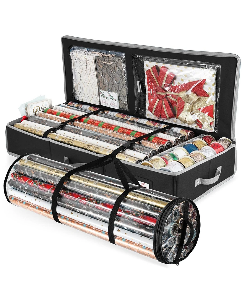 Hearth & Harbor Christmas Wrapping Paper Storage Containers - Gift Organizer Fits Up to 22 Rolls of 40"