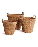 Napa Home & Garden Seagrass Tapered Baskets With Handles And Cuffs, Set Of 3