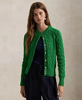 Polo Ralph Lauren Women's Cable-Knit Cotton Crewneck Cardigan Sweater