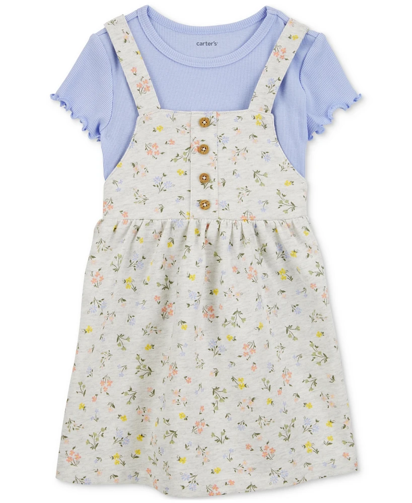 Carter's Toddler Girls Cotton Top & Floral-Print Dress, 2-Piece Set