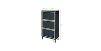 Mondawe 3 Metal Door Shoe Rack, Freestanding Modern Shoe Storage Cabinet, Metal rattan, for Entryway