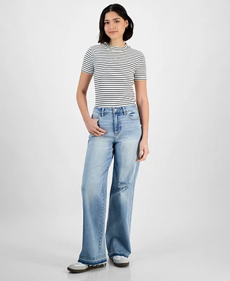 Celebrity Pink Juniors' High Rise Baggy Wide-Leg Curvy Jeans