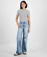 Celebrity Pink Juniors' High Rise Baggy Wide-Leg Curvy Jeans