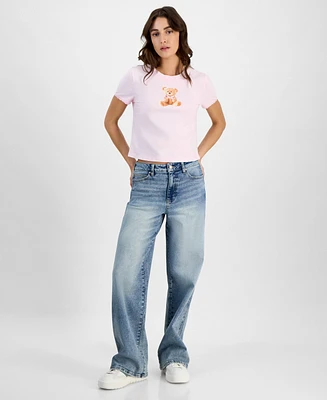 Celebrity Pink Juniors' High Rise Baggy Wide-Leg Curvy Jeans