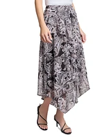 Jones New York Petite Ruffled Paisley-Print Pull-On Skirt