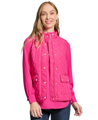 Jones New York Petite Mock-Neck Quilted Puffer Vest