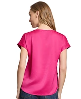 Jones New York Petite Side-Buttoned Dolman-Sleeve Top