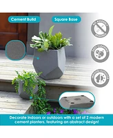 Sunnydaze Decor Outdoor Concrete Planter Set - 2 Lightweight Concrete Pots for Plants - Moondust