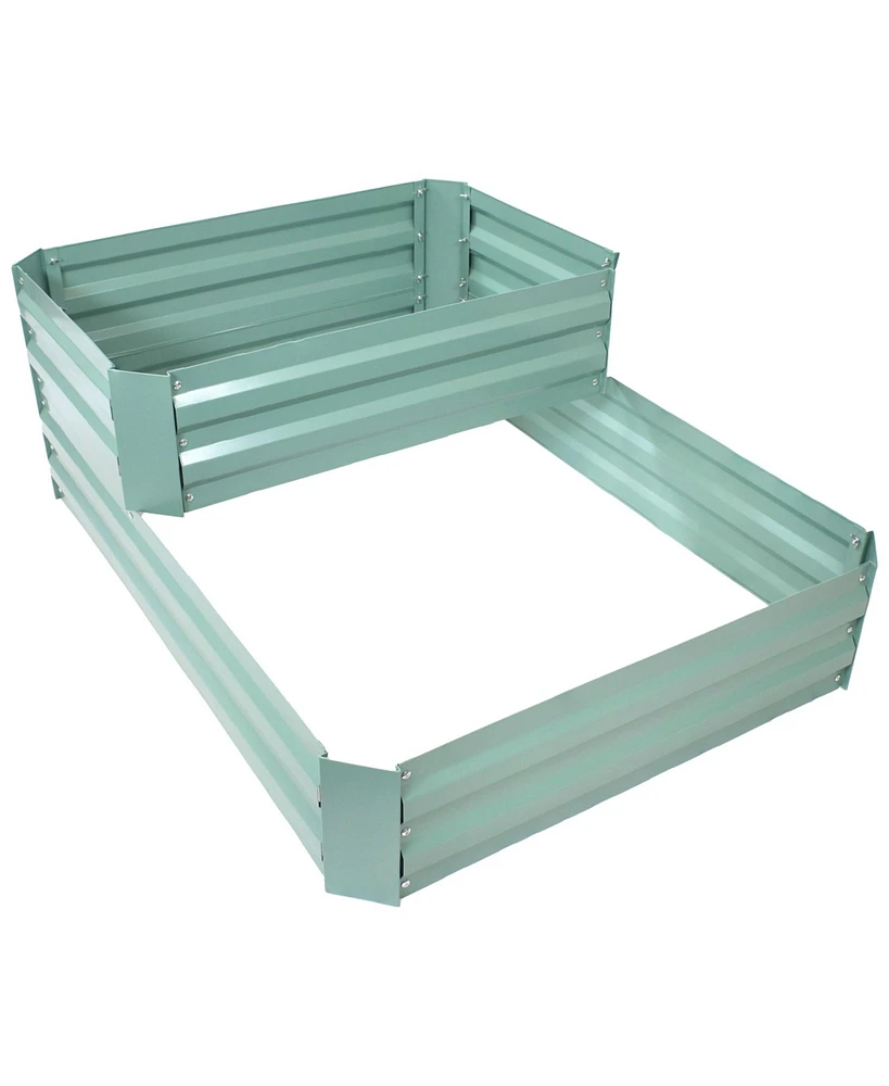 2-Tier Galvanized Steel Raised Garden Bed - For Flowers, Plants, and Vegetables 94.5-Gal Soil Capacity Green