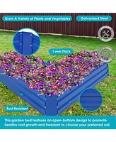 Sunnydaze Decor 47.25" W Galvanized Steel L-Shaped Raised Garden Bed - For Vegetables and Plants 67.3 Gal Soil Capacity Blue