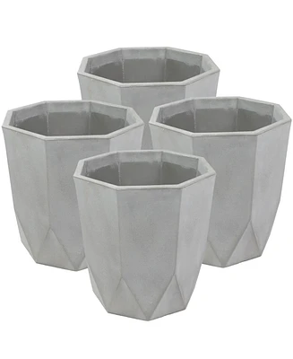 Indoor/Outdoor Modern Faceted Polyresin Flower Pot Planter - 16"