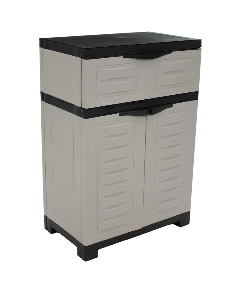 Sunnydaze Decor Plastic Garage Storage Cabinet with Adjustable Shelf - Tool-Free Assembly - Gray - 34.5" H