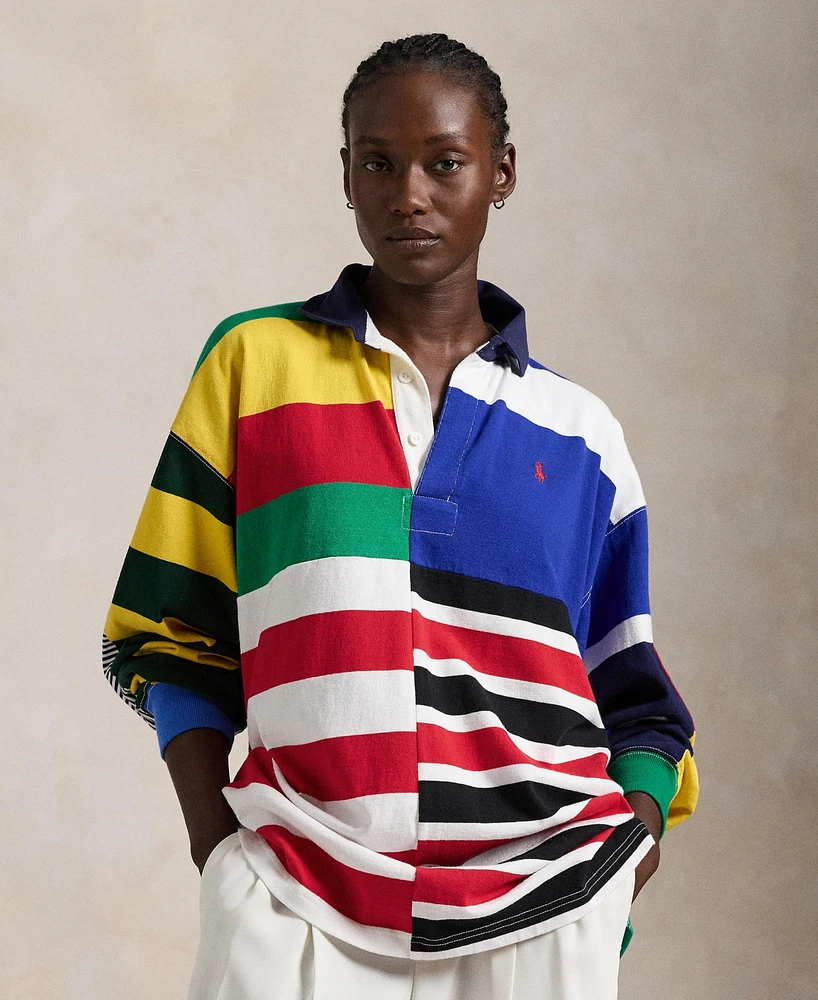 Polo Ralph Lauren Women's Patchwork-Stripe Jersey Rugby Shirt