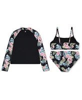 Hurley Big Girls 3-Pc. Rash Guard & Bikini Set