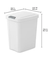 Sterilite 10438004 7.5 Gal TouchTop Wastebasket w/ Titanium Latch, White 16 Ct