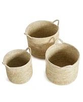 Napa Home & Garden Rivergrass Round Baskets With Handles, Set Of 3