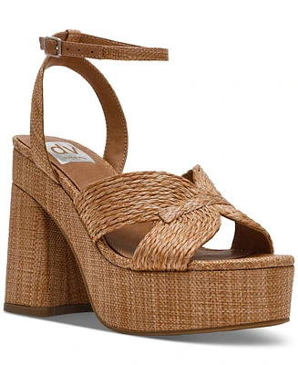 Dv Dolce Vita Women's Waylan Raffia Platform Crossband Dress Sandals