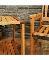 Meranti Wood 3-Piece Outdoor Patio Conversation Set - 2 Chairs and 1 Table - Teak Oil Finish