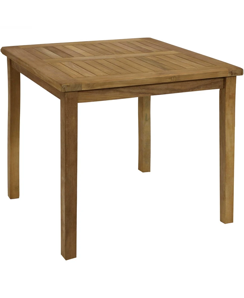 Sunnydaze Decor Solid Teak Outdoor Dining Table - Light Brown Wood Stain Finish - Square - 32 Inches Long