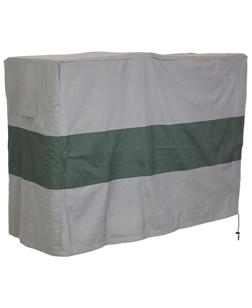 Sunnydaze Decor Log Rack Cover - Gray with Green Stripe - 300D Polyester with Pvc Backing - Heavy Duty Accessory for Patio