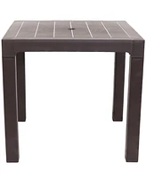 Sunnydaze Decor 31-Inch Square Plastic Indoor/Outdoor Dining Table - Brown