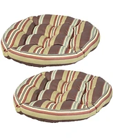 Tufted Large Round Floor Cushion - Set of 2 Unique Outdoor/Indoor Chair Cushions or Meditation 300D Olefin with Polyester Fill