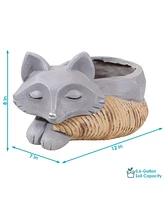 Finley the Fox Planter Statue - Indoor/Indoor Decorative Figurine - 12"