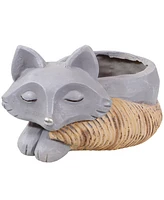 Finley the Fox Planter Statue - Indoor/Indoor Decorative Figurine - 12"