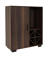 Sunnydaze Decor 43-Inch H Lavina Wine Cabinet Furniture with Glass Rack and Bottle Storage Shelves - Coffee Brown