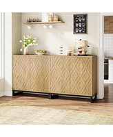 Tribesigns Sideboard Buffet Cabinet with Storage, 57.5" Farmhouse Coffee Bar Cabinet with 4 Doors & Shelves, Set of 2 Wood Credenza Buffet Table