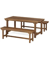 Tribesigns 3-Piece Dining Table Set for 4-6, 55" Large Kitchen Table Set with 2 Benches, Industrial Wood Dining Room Table for Small Space, Home Kitch