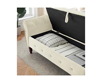 The Pop Home 63" Velvet Storage Ottoman Bench with Crystal Buckle, End-of-Bed 1 Pillow-The