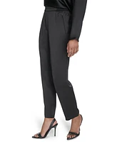 Halston Women's Twill-Satin Ribbed-Waist Ankle Pants