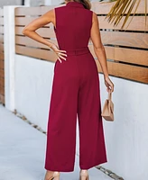 Cupshe Women's Elegant V Neck Sleeveless Tie Waisted Jumpsuit