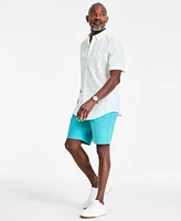 Club Room Men's Racket Regular-Fit Stretch Geo-Print Button-Down Poplin Shirt, Exclusively at Macy's