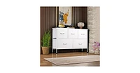 Wlive Dresser for Bedroom with 5 Drawers Long Fabric Storage Drawer Unit Bins Closet Hallway