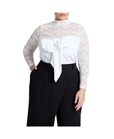 Eloquii Plus Bow Bodice Lace Top