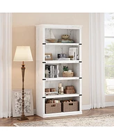 gaomon 5 Tier Bookcase, Farmhouse Book Shelf with Storage Open Display Bookshelves