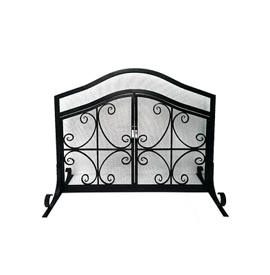 Slickblue 2-Door Iron Fireplace Screen Elegant and Durable Protection for Your Fireplace