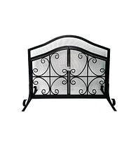 Slickblue 2-Door Iron Fireplace Screen Elegant and Durable Protection for Your Fireplace