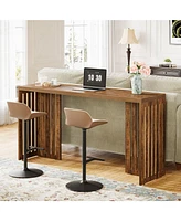 Tribesigns Bar Table, 63-Inch Counter Height Pub Table, Industrial Bar Height Table, Rectangular High Top Kitchen & Dining Counter Tables with Louvere