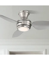 Casa Vieja 36" Whirl Modern Industrial Indoor Outdoor Ceiling Fan 3 Blade Led Light Remote Control Brushed Nickel Finish Silver Blades Bedroom Patio L