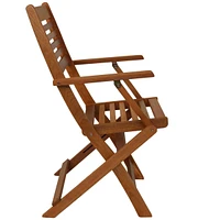 Meranti Wood Outdoor Folding Patio Armchairs - Set of 2 - Teak Oil Finish