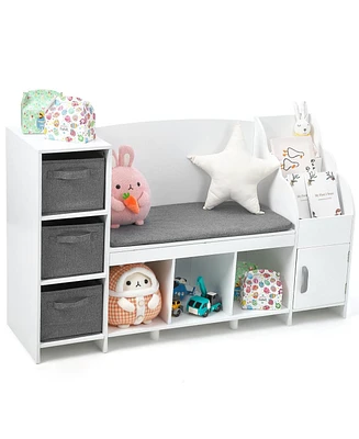 gaomon Kids Reading Nook Bench with Bookshelf, Kids Bookcase and Storage Organizer