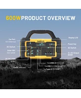Mondawe 600W Portable Power Station 655.2Wh Solar Generator with Ac Outlet