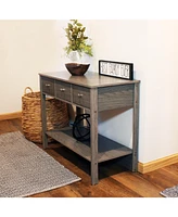 30-Inch H Hall Console Table with Drawers and Silver Knobs - Thunder Gray